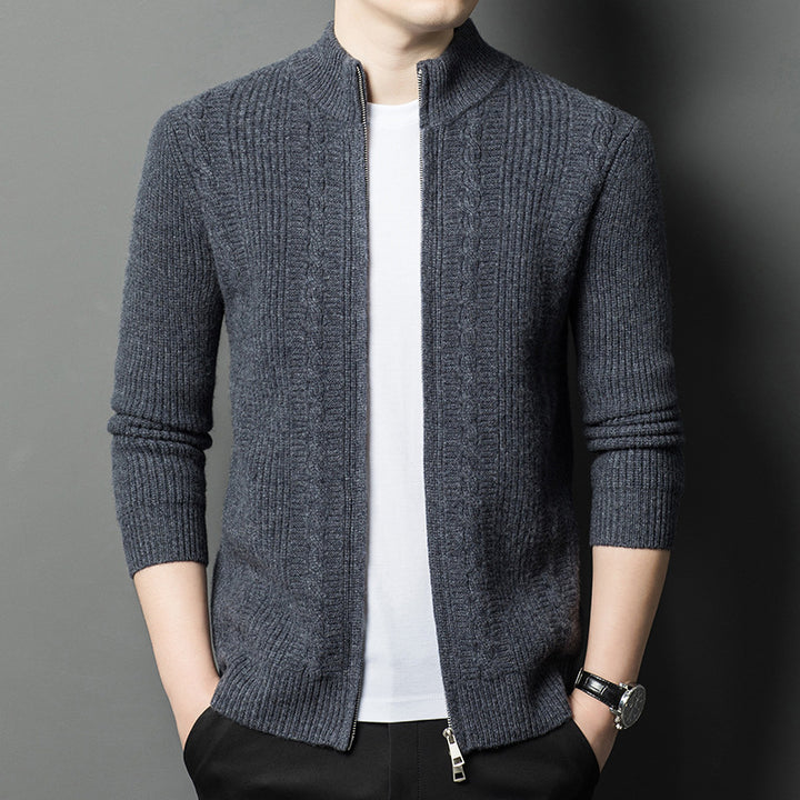 Herren elegante Strickjacke mit modernem Reißverschluss Echoarchiv