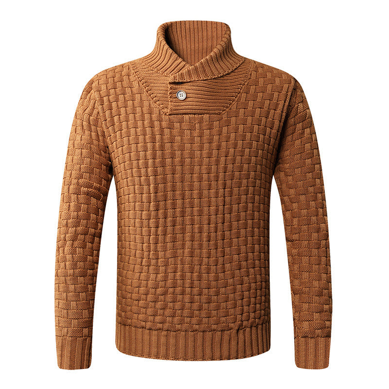 Herren Strickpullover mit modernem Zopfmuster und Stehkragen Echoarchiv