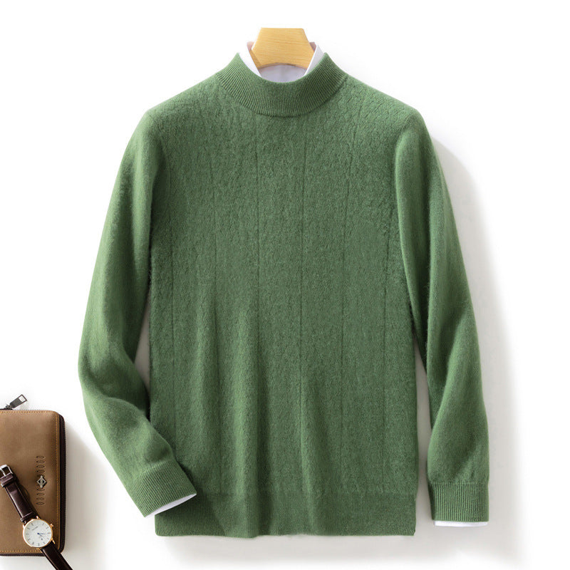 Herren Feiner Stehkragenpullover aus Kaschmir‑Optik mit dezenter Diagonalstruktur und schmalem Bund Echoarchiv