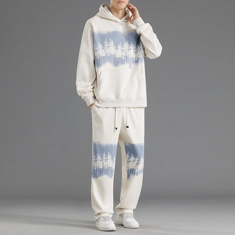 Herren Freizeit-Loungewear-Set mit entspannter Passform und kreativen Baum-Print Echoarchiv
