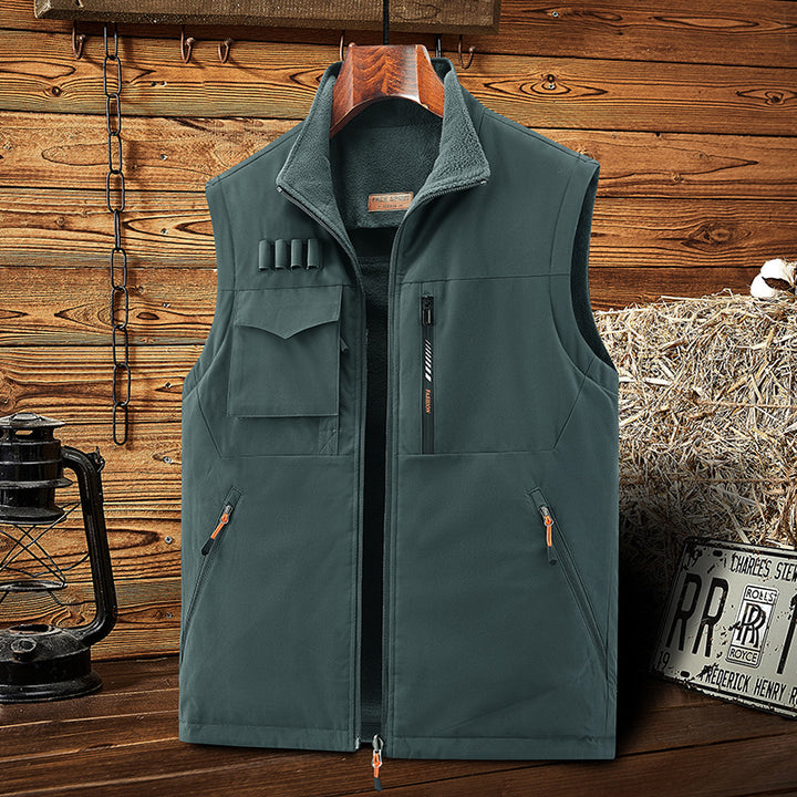 Herren Multifunktionale Outdoor‑Weste mit Fleece‑Futter, Mehrfachtaschen und Patronen‑Schlaufen – Marzano