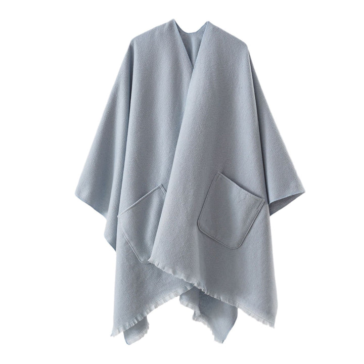 Damen Oversize-Capeponcho aus Wollmix mit Kapuze und Eingrifftaschen – Montévia