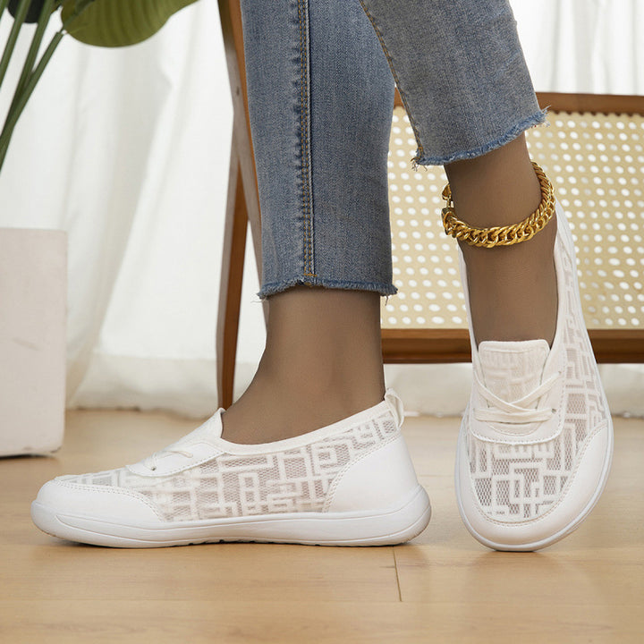 Damen leichte atmungsaktive Slip-On Sneaker mit Netzeinsatz Echoarchiv