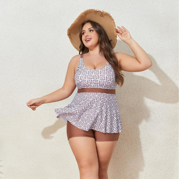 Damen Modischer Tankini mit skulpturalen Musteranwendungen Echo Archiv