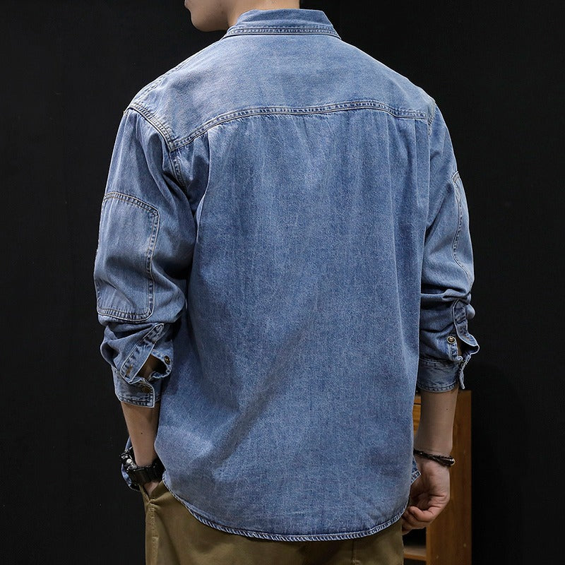 Herren lässige Denim-Hemdjacke mit praktischen Brusttaschen und modernem Schnitt Echoarchiv