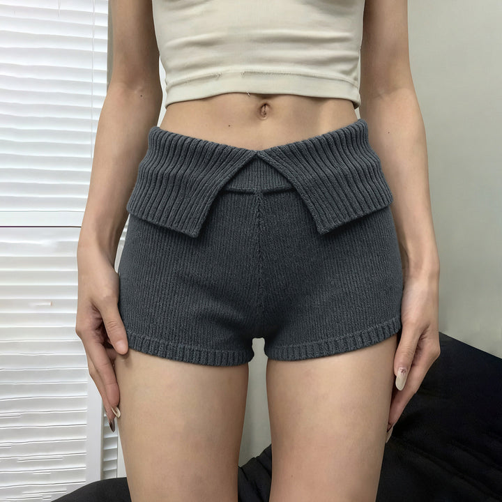 Damen komfortable und elegante Strick-Shorts mit hohem Bund Echo Archiv