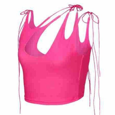 Damen Crop-Top mit einseitigem Cut-Out und trendigen Bändern Echo Archiv