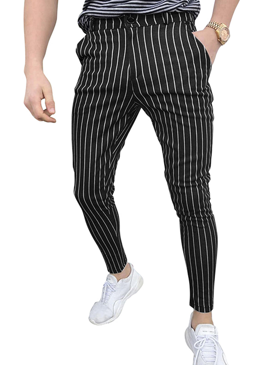 Herren elegante Slim-Fit Jeans im modernen Streifenmuster Echoarchiv