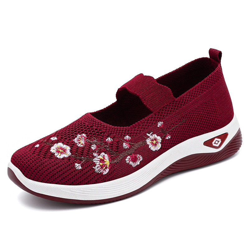 Damen Sportliche Slip-On Sneakers mit floralem Stickdesign Echo Archiv