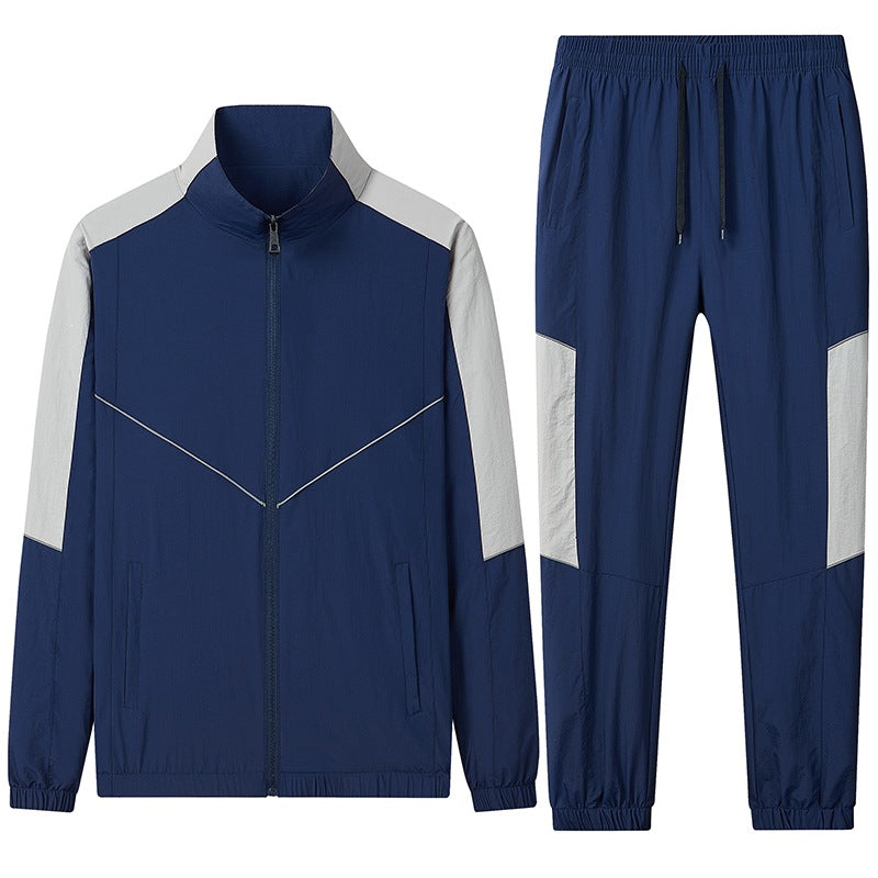 Herren Zweiteiliges atmungsaktives Nylon-Trainingsset mit Stehkragen und Kontrastpaneelen Echoarchiv