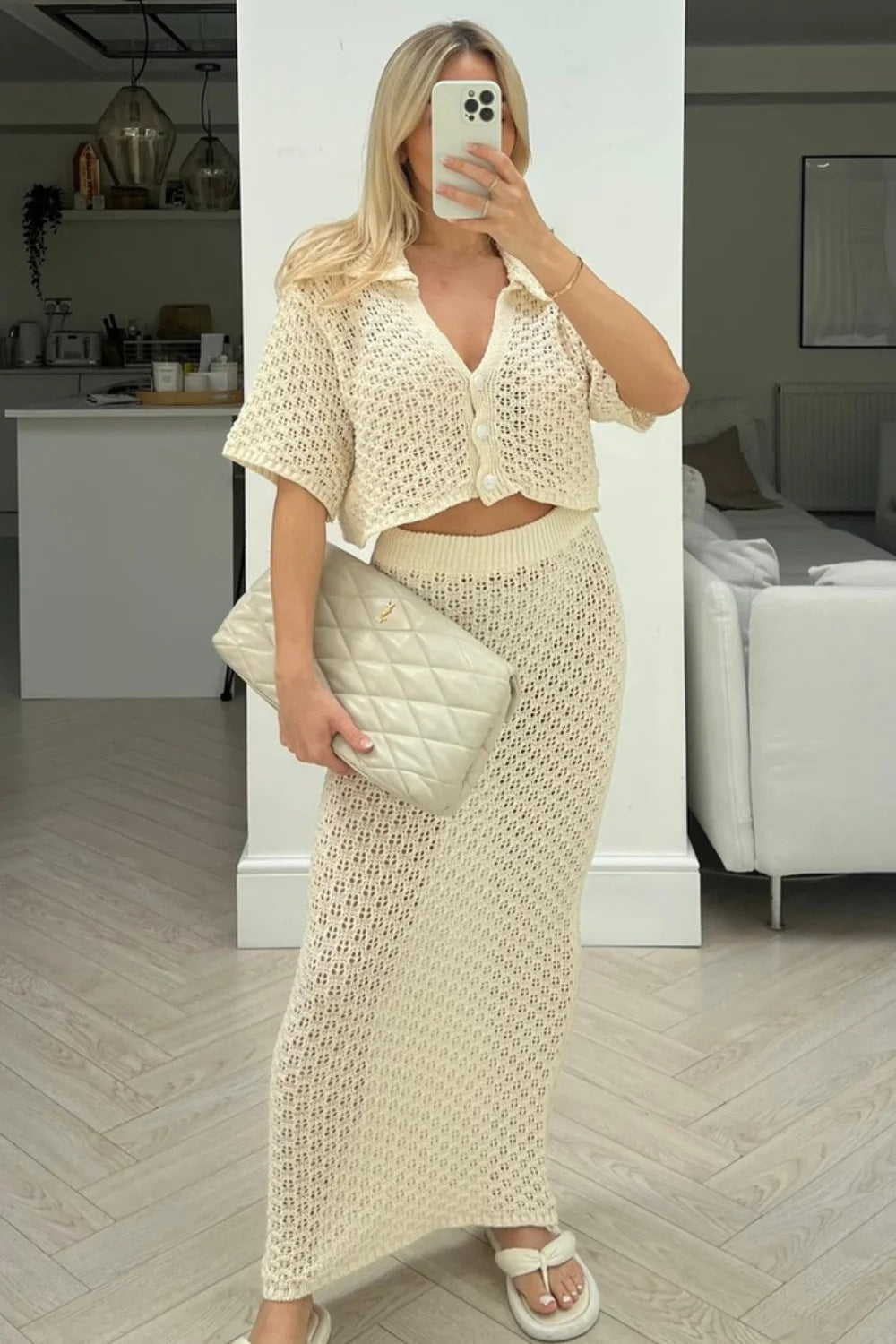 Damen lässiges Strick-Set mit cropped Jacke und Wickelrock Echo Archiv