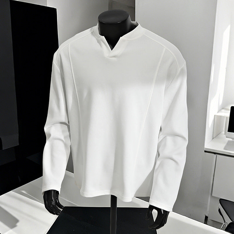 Herren Oversize-Langarmshirt mit V-Notch-Kragen, minimalistischer Schnitt und weichem Baumwollmix Echo Archiv