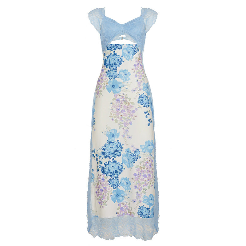 Damen elegantes Nachthemd mit floralen Einsätzen und zarten Spitzenakzenten Echo Archiv