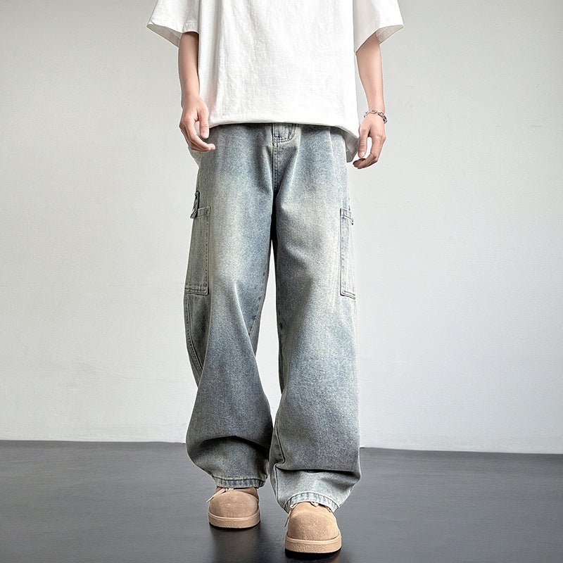 Herren lässige Cargo-Jeans mit weiten Beinen und praktischen Seitentaschen Echoarchiv