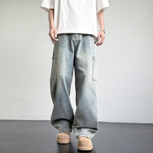 Herren lässige Cargo-Jeans mit weiten Beinen und praktischen Seitentaschen Echoarchiv