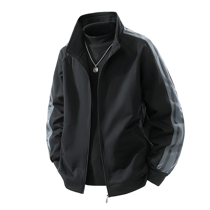 Herren Sportive Zipjacke mit Stehkragen und kontrastierenden Ärmestreifen Echo Archiv