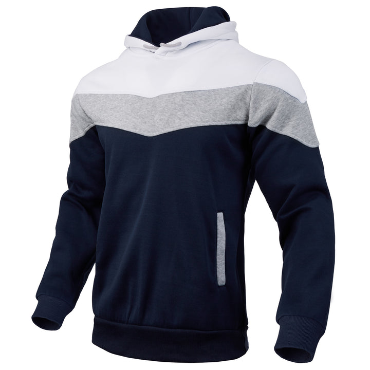 Herren Colorblock-Kapuzenpullover mit hohem Schalkragen, verdeckten Eingrifftaschen und gerippten Bündchen – Cavarno
