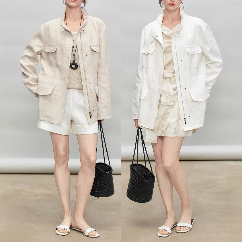Damen Leichte und Luftige Leinenjacke Echoarchiv
