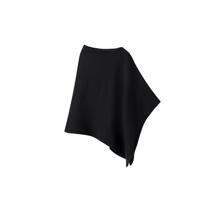 Damen Feiner Strickponcho mit asymmetrischem Saum und U‑Boot‑Ausschnitt Echo Archiv