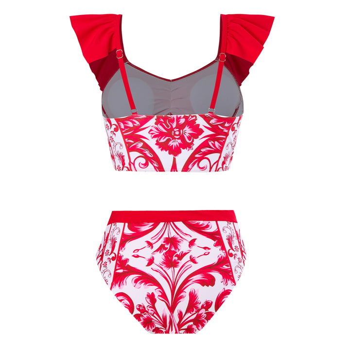 Damen Bikini-Set mit modischem Wickelrock und charmanten Rüschen Echo Archiv
