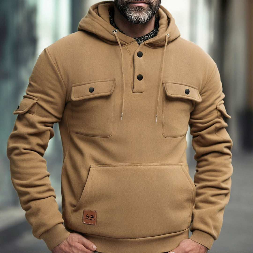 Herren Fleece-Hoodie mit praktischen Brusttaschen Echoarchiv