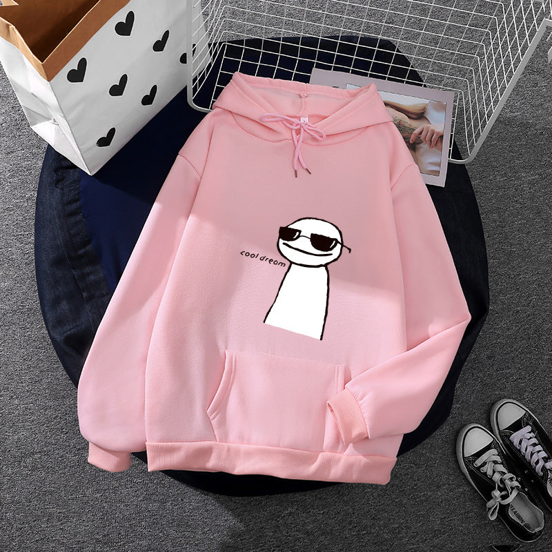 Damen Kapuzenpullover mit minimalistischer Grafik, lockerer Oversize-Passform und Kängurutasche – Auréline