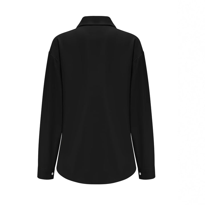 Damen Oversize-Hemdbluse mit Pattentaschen, durchgehender Knopfleiste und umgeschlagenen Ärmeln – Maréline