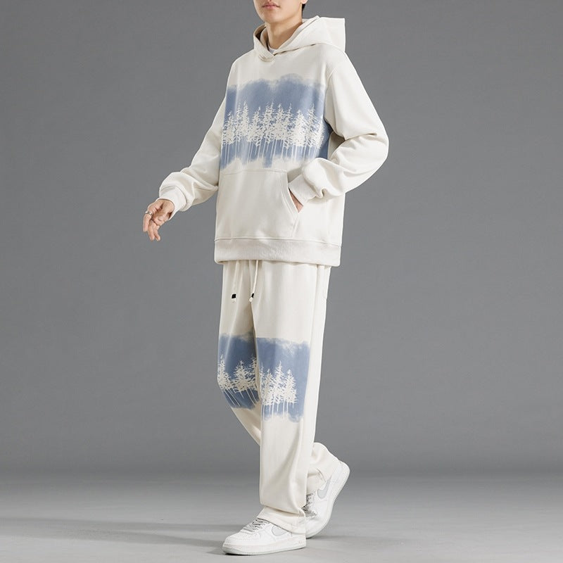 Herren Freizeit-Loungewear-Set mit entspannter Passform und kreativen Baum-Print Echoarchiv