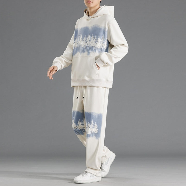 Herren Freizeit-Loungewear-Set mit entspannter Passform und kreativen Baum-Print Echoarchiv