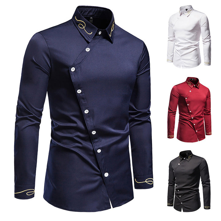 Herren Elegantes Langarmhemd mit dekorativen Knopfdetails Echoarchiv