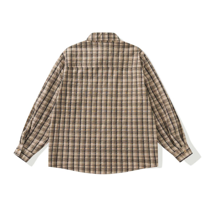 Herren Karierte Leinenhemd-Jacke mit aufgesetzten Brusttaschen Echoarchiv