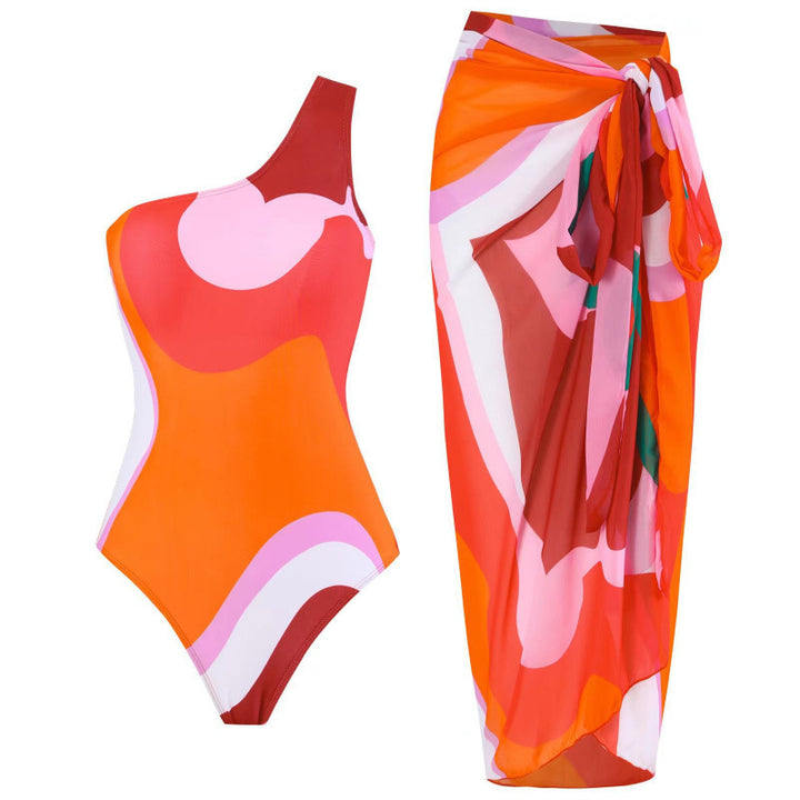 Damen Einteiler Badeanzug mit modischem Muster und passendem Sarong Echo Archiv