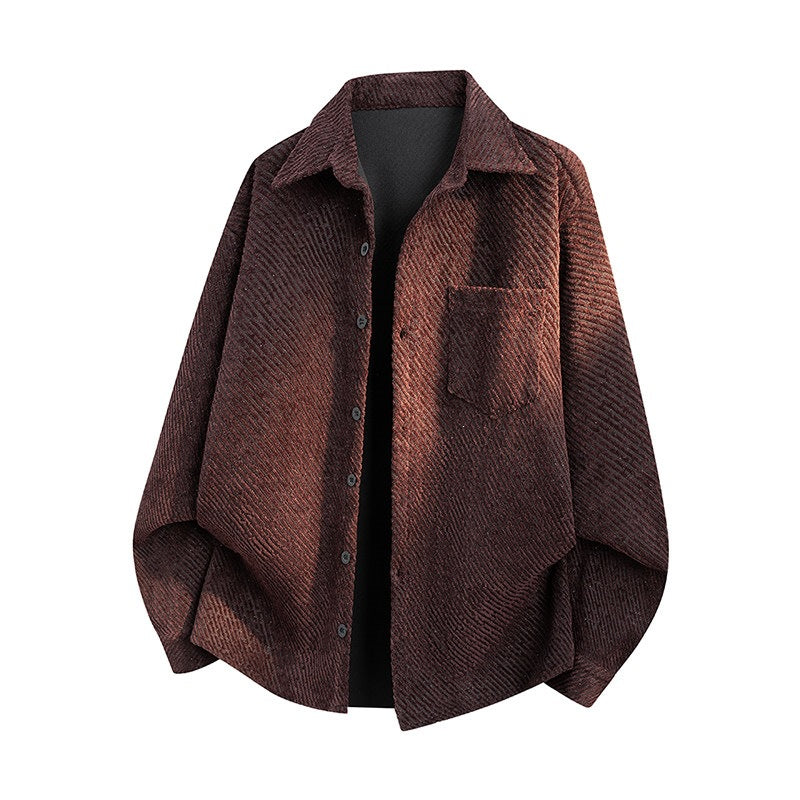 Damen Oversize-Textur-Hemdjacke mit diagonaler Struktur und Brusttasche Echo Archiv