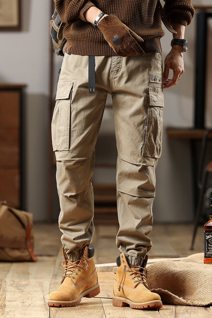 Herren Utility-Cargo-Hose mit verstellbarem Gürtelbund, Mehrfachtaschen und elastischem Saum Echo Archiv