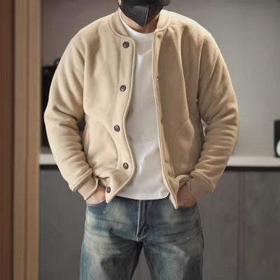 Herren Bequeme Fleecejacke mit Knöpfen Echo Archiv