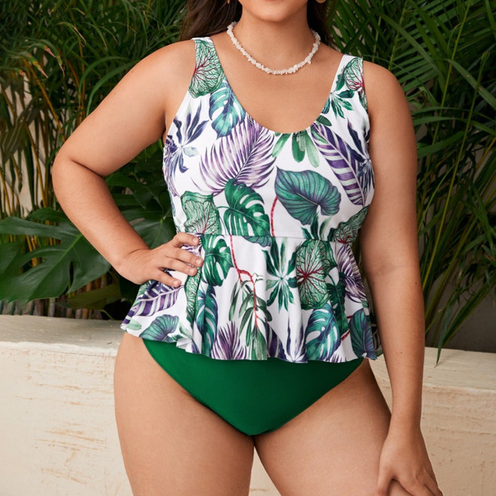Damen Tankini mit floralem Peplum-Oberteil und figurformendem Höschen Echo Archiv