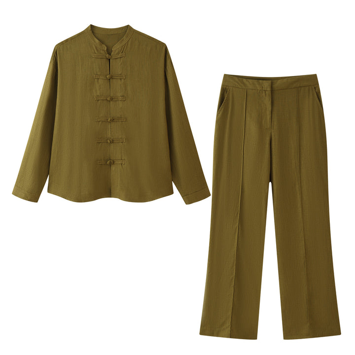 Damen Hochtaillierte weite Stoffhose mit Bügelfalte und seitlichen Eingrifftaschen Echoarchiv