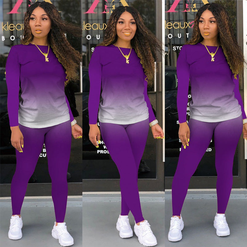 Damen Zweiteiliges Stretch-Set mit Langarmshirt und High-Waist-Leggings – Avérine