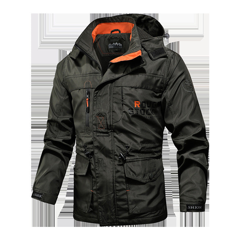 Herren Utility-Fieldparka mit Kapuze, Multifunktions-Taschen und Taillenzug Echoarchiv