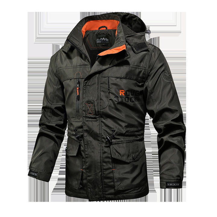 Herren Utility-Fieldparka mit Kapuze, Multifunktions-Taschen und Taillenzug Echoarchiv