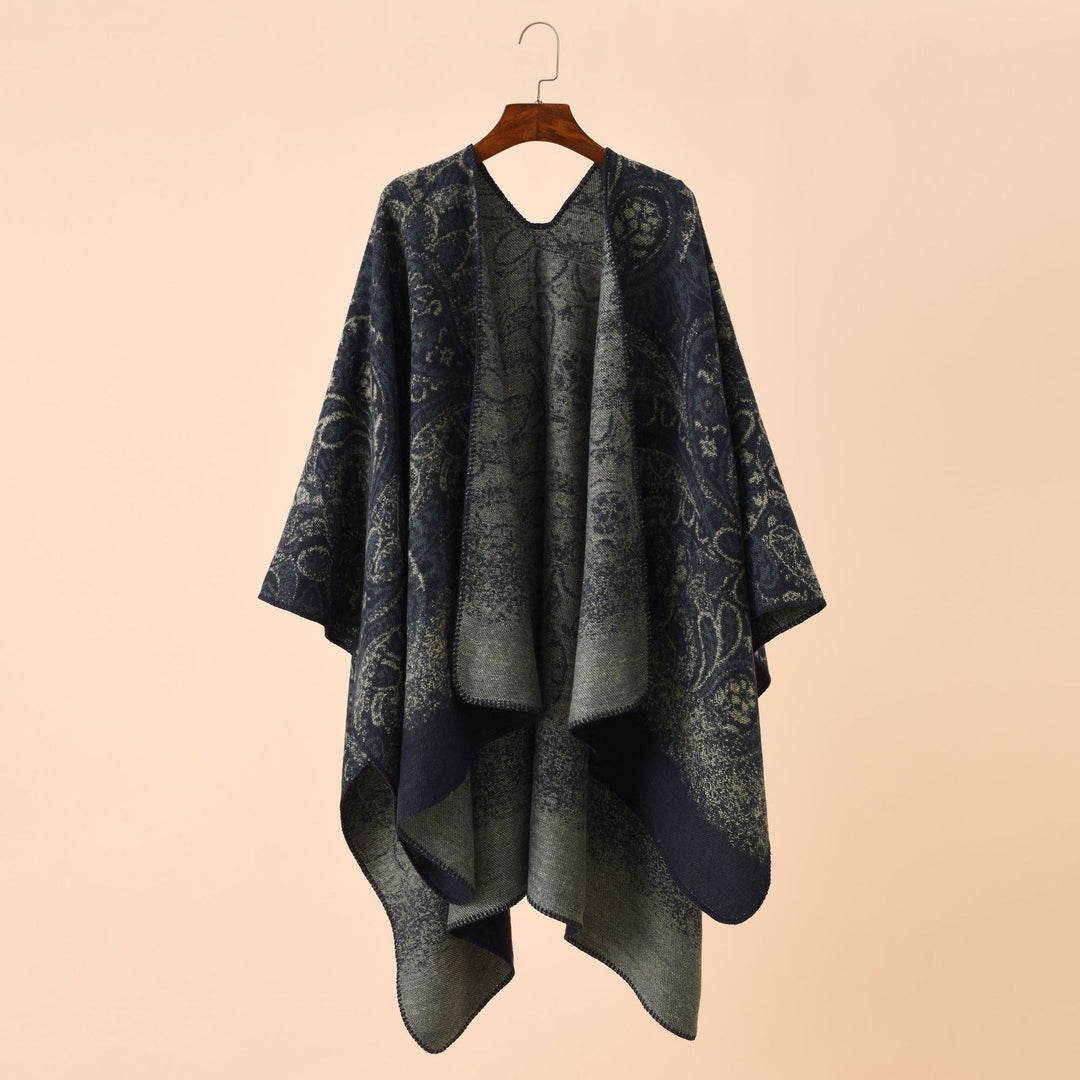 Damen Jacquard Poncho mit Paisley‑Muster – Avérine