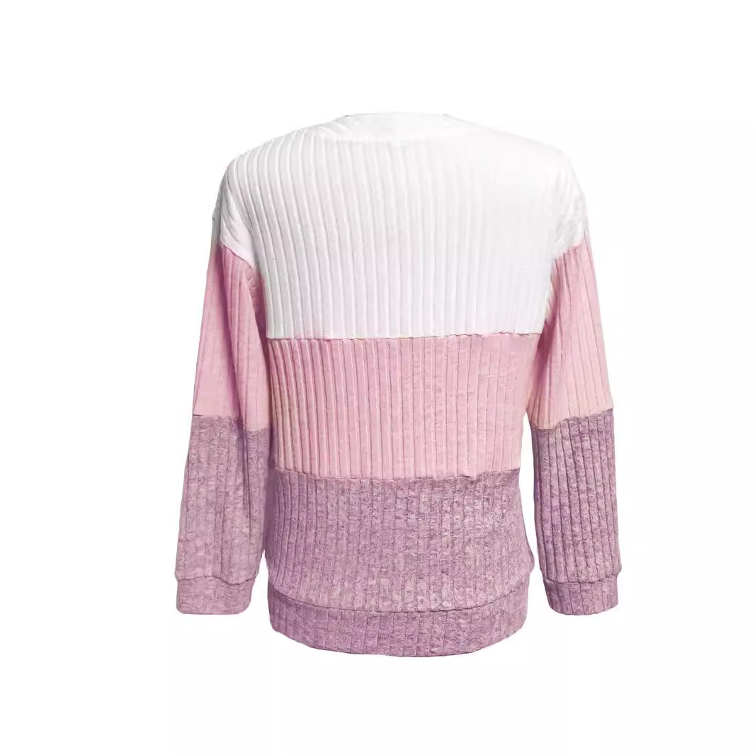 Damen nan gerippter Longpullover mit Ringreißverschluss und Colorblock-Struktur Echo Archiv