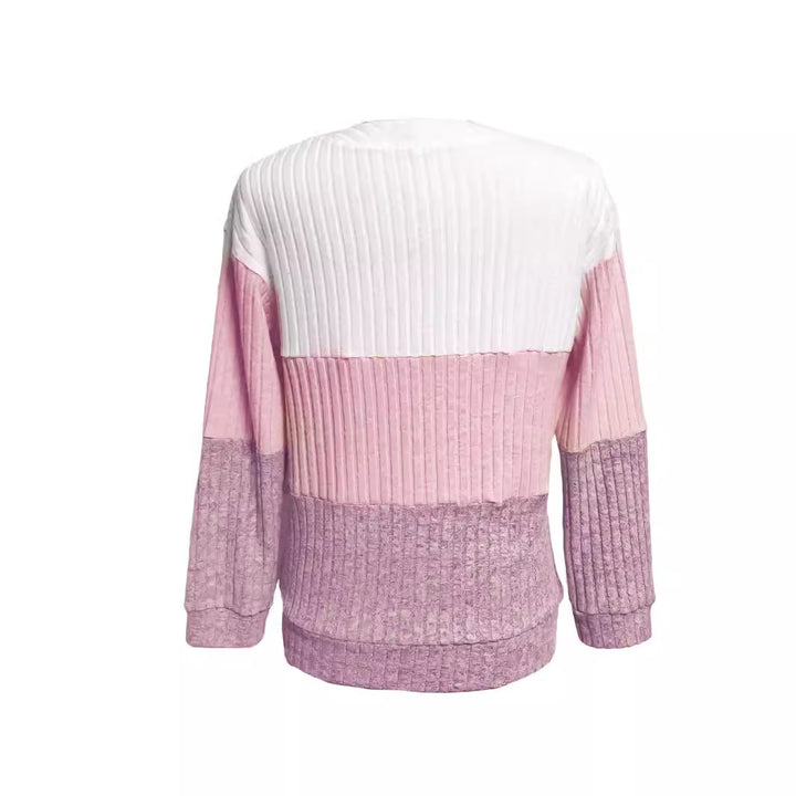 Damen nan gerippter Longpullover mit Ringreißverschluss und Colorblock-Struktur Echo Archiv