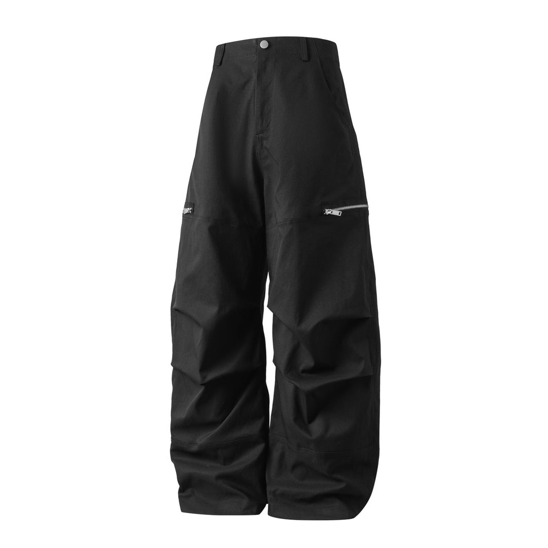 Damen Weite hochgeschnittene Cargopalazzo-Hose mit Reißverschlusstaschen und voluminösem Bein Echo Archiv