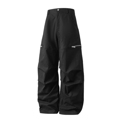 Damen Weite hochgeschnittene Cargopalazzo-Hose mit Reißverschlusstaschen und voluminösem Bein Echo Archiv