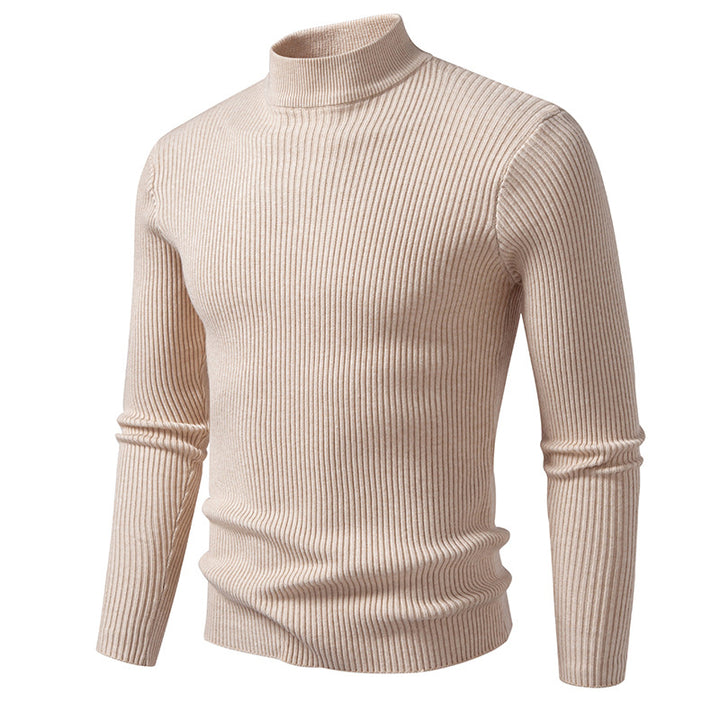 Herren Rippstrick-Mockneck-Pullover schmaler Schnitt thermischer Feinstrick Echo Archiv