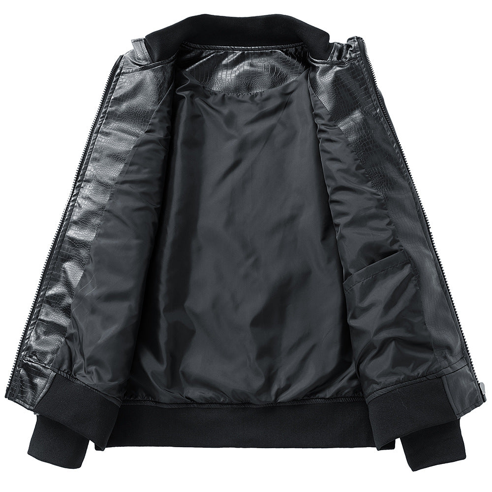 Herren Kunstlederjacke im modernen Design mit praktischen Pattentaschen Echoarchiv