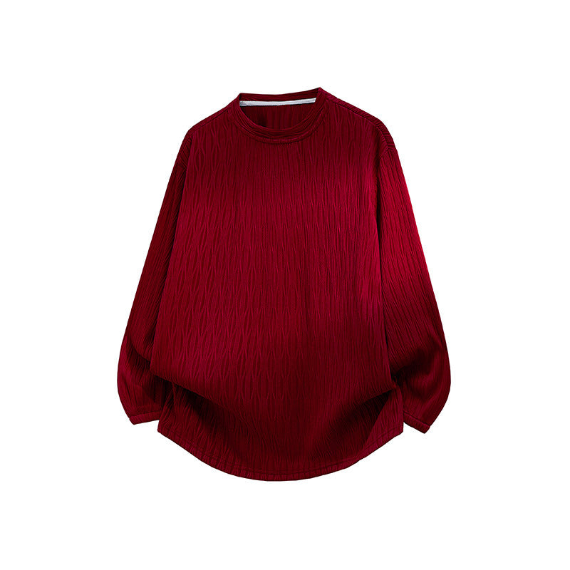 Unisex Oversize Strukturierter Rundhals-Pullover mit Ballonärmeln und abgerundetem Saum Echo Archiv