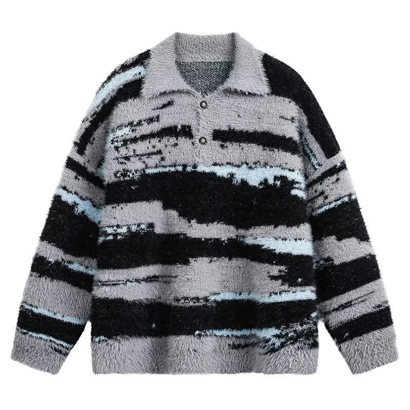 Damen Kuscheliger Oversized Pullover mit Streifen Echoarchiv