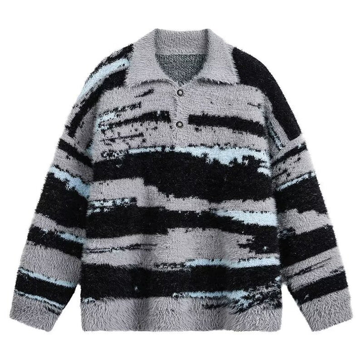 Damen Kuscheliger Oversized Pullover mit Streifen Echoarchiv